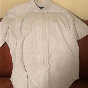 Stripped short sleeve button down